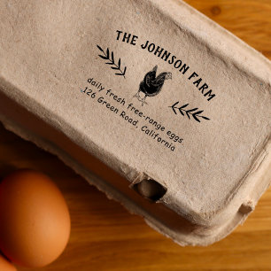Hen Family Farm Fresh Eggs Address Rubber Stamp