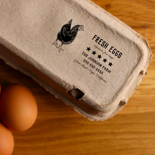 Hen Family Farm Fresh Eggs Address Rubber Stamp