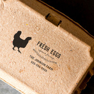 Hen Family Farm Fresh Eggs Rubber Stamp