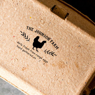 Hen Family Farm Fresh Eggs Rubber Stamp