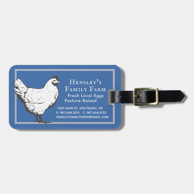 Hen Farm Business Label Promotional Luggage Tag (Front Horizontal)