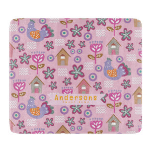Hen House Country Scandinavian Pink Cutting Board