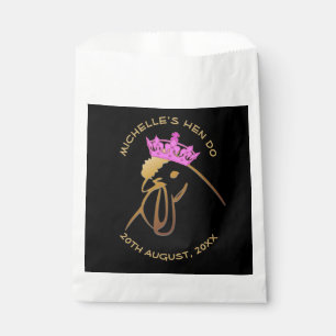 Hen in Pink Crown Bachelorette Party Custom Favour Bags