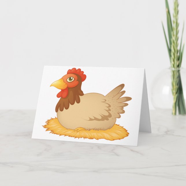 Hen Laying On Eggs Greeting Cards (Front)