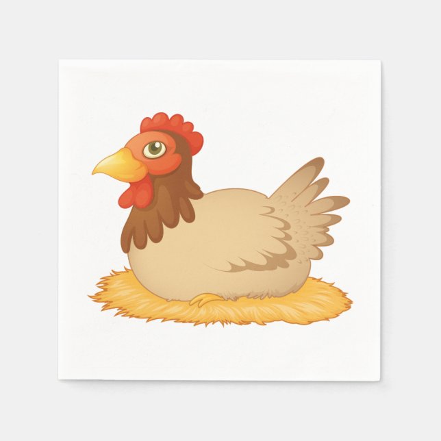 Hen Laying On Eggs Paper Napkins (Front)