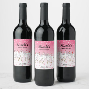 Hen Night Personalised Pink Sparkle Wine Label 