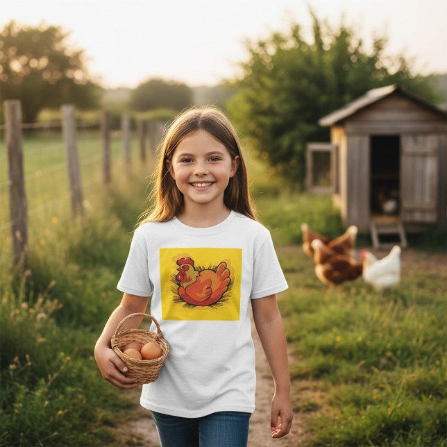 Hen on Nest Bright Farmyard Chicken T-Shirt (Creator Uploaded)