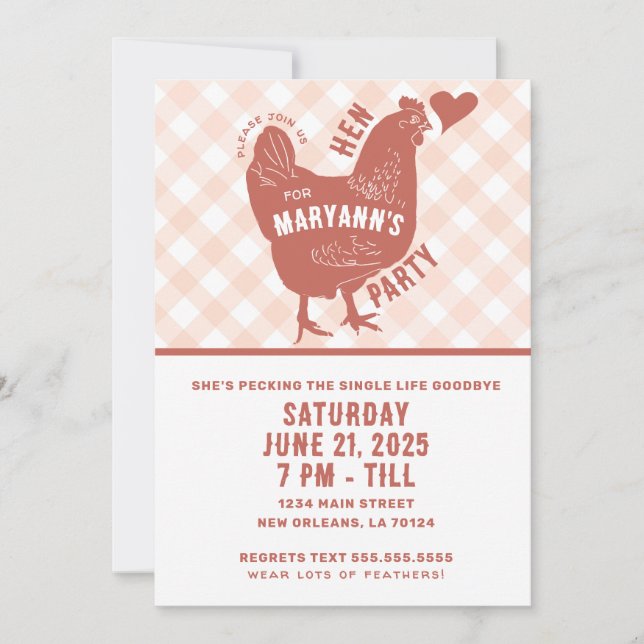 Hen Party Chicken Bachelorette Invitation (Front)
