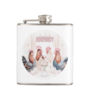 Hen Party Design Girly Pink Hens Bachelorette Hip Flask