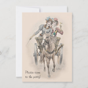 Hen party horse and cart celebration invitation