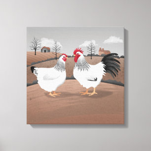 Hen & Rooster Canvas Print