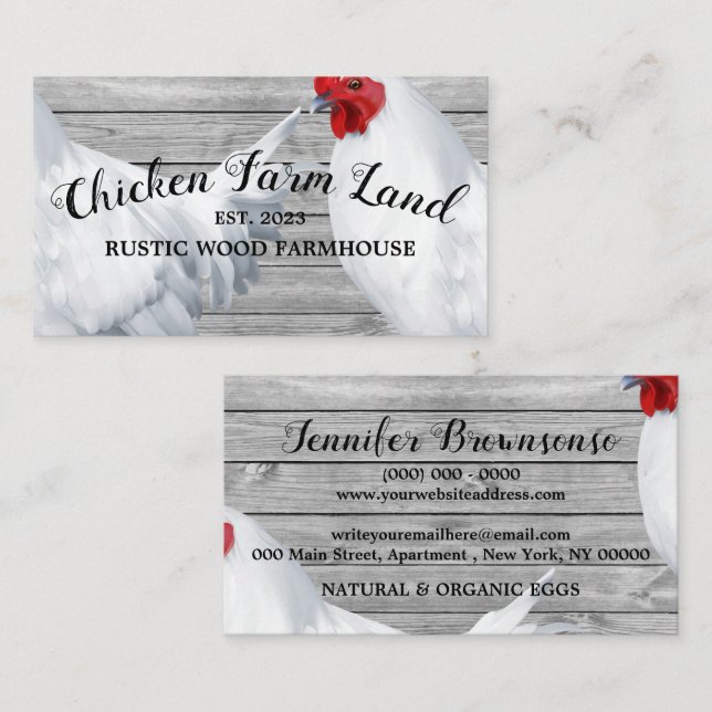 Hen Rustic Chicken Farm Fresh Eggs Business Card (Front/Back)
