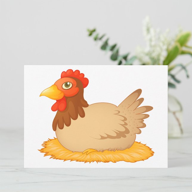 Hen Sitting on Nest Cute Farm Animal  Invitation (Creator Uploaded)