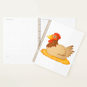 Hen Sitting on Nest Cute Farm Animal Planner