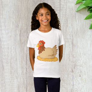 Hen Sitting on Nest Cute Farm Animal  T-Shirt