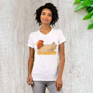 Hen Sitting on Nest Cute Farm Animal  T-Shirt