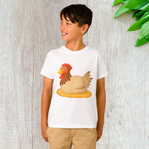 Hen Sitting on Nest Cute Farm Animal  T-Shirt