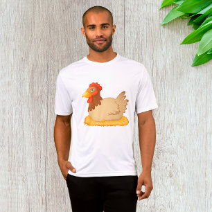 Hen Sitting on Nest Cute Farm Animal  T-Shirt