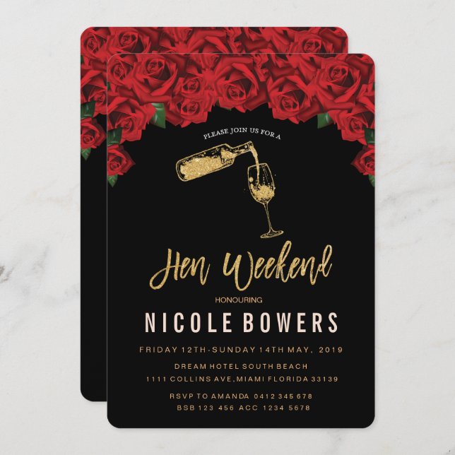 Hen Weekend Itinerary Invitation (Front/Back)