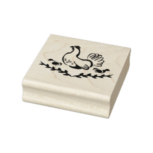 Hen with Two Chicks Rubber Stamp