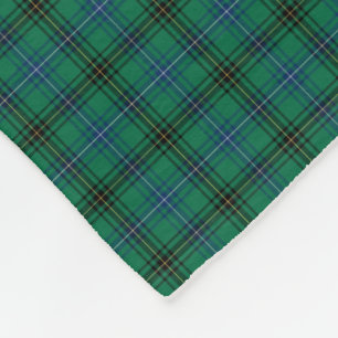 Henderson Clan Bright Green and Blue Tartan Fleece Blanket
