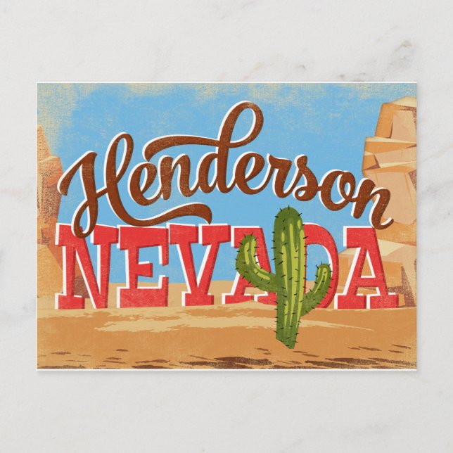 Henderson Nevada Cartoon Desert Vintage Travel Postcard (Front)