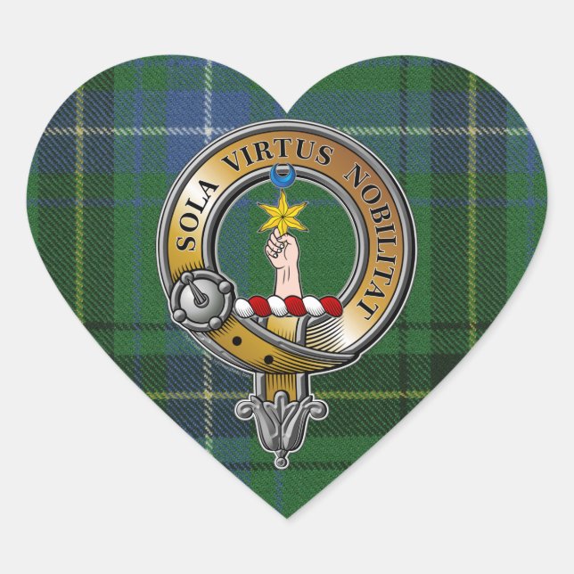 Henderson Tartan & Badge Heart Sticker (Front)