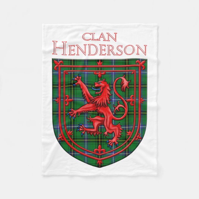 Henderson Tartan Scottish Plaid Lion Rampant Fleece Blanket (Front)