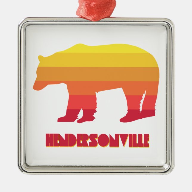 Hendersonville North Carolina Rainbow Bear Metal Tree Decoration (Front)