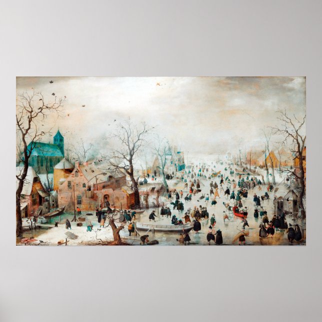 Hendrick Avercamp Winter Landscape with Ice Skater Poster (Front)