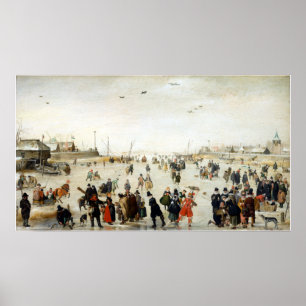 Hendrick Avercamp Winter Scene on a Frozen Canal Poster