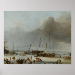 Hendrick Dubbels - Ice-Skating on the Eastern Dock Poster
