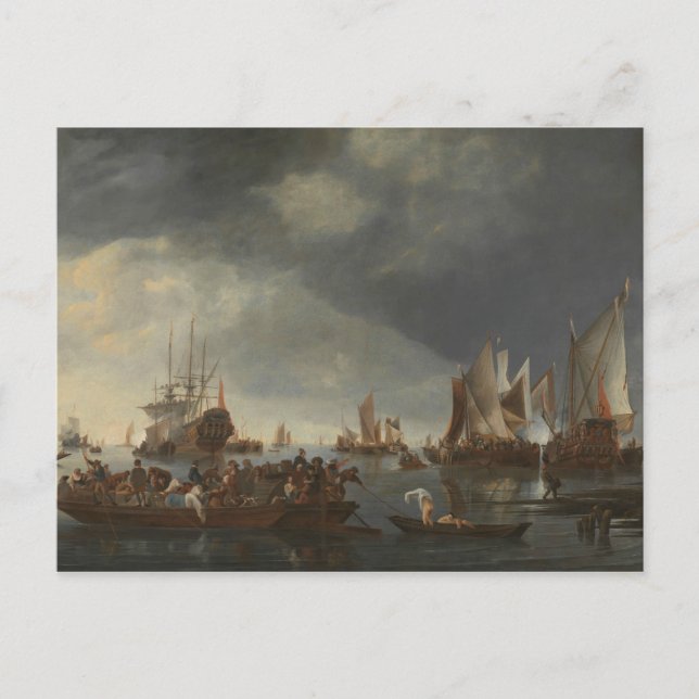 Hendrick Dubbels - Port with Sailing Ships Postcard (Front)
