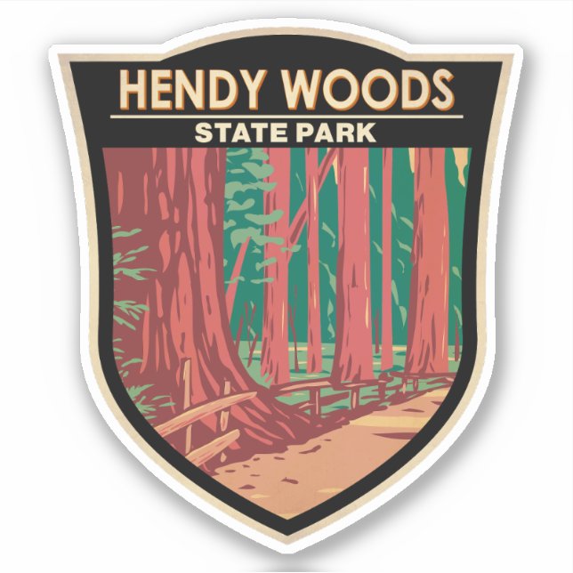 Hendy Woods State Park California Badge Vintage (Front)