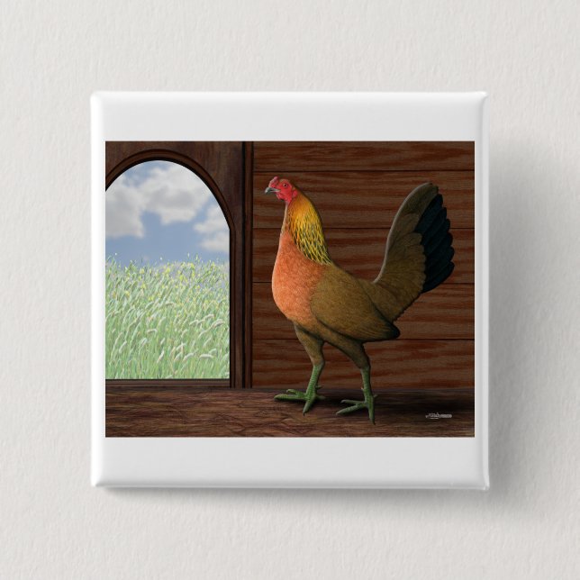 Henhouse View 15 Cm Square Badge (Front)
