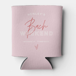 HENLEY Modern Pink Red Retro Bachelorette Can Cooler