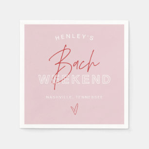HENLEY Modern Pink Red Retro Bachelorette Napkin