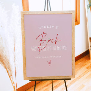 HENLEY Modern Pink Red Retro Bachelorette Welcome Poster
