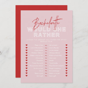 HENLEY Red Pink Would She Rather Bridal Game Invitation
