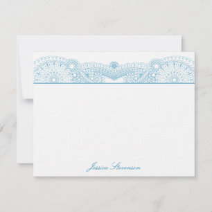 Henna Custom Flat Note Card (blue)