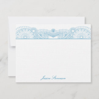 Henna Custom Flat Note Card (blue)