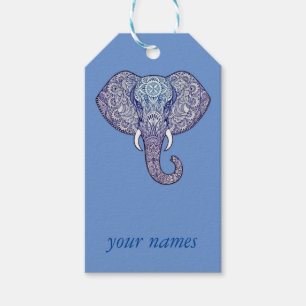 Henna Elephant Art Gift Tags