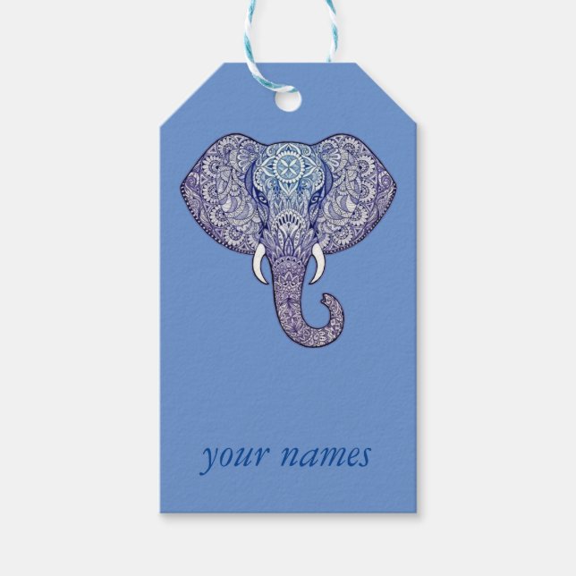 Henna Elephant Art  Gift Tags (Front)
