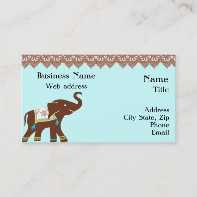 Henna Elephant Business Card (Front)