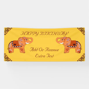 Henna Elephant (Orange/Red) Banner