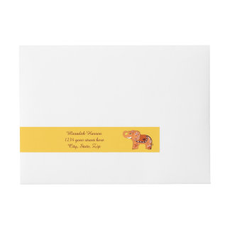 Henna Elephant (Orange/Red) Wraparound Address Label