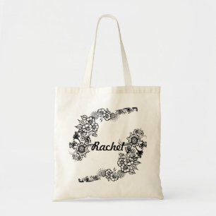 Henna Flowers Tote Bag with customisable name