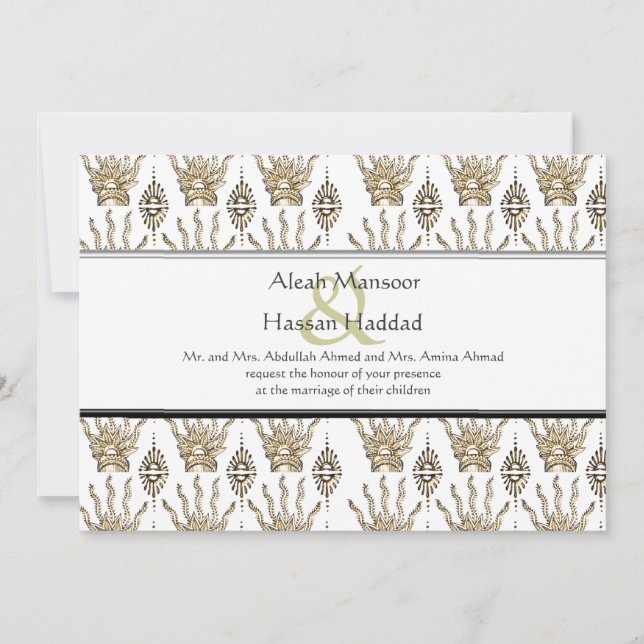 Henna Hand (Golden) (Wedding) Invitation (Front)