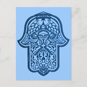 Henna Hand of Hamsa (Blue) Postcard