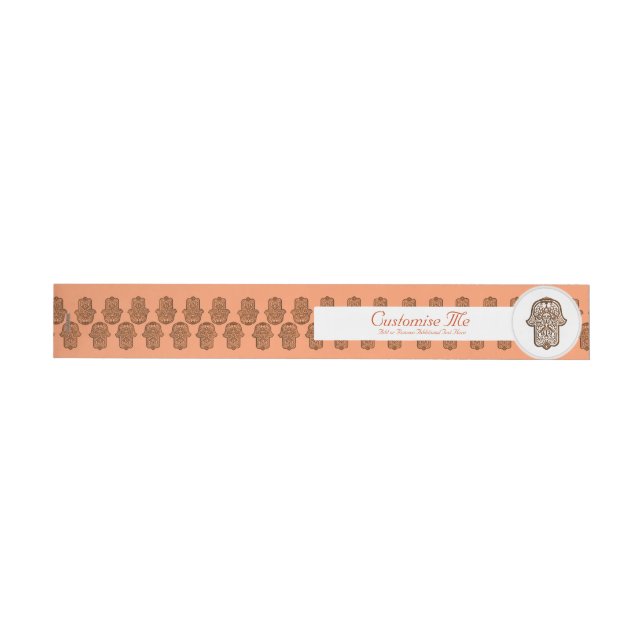 Henna Hand of Hamsa (Orange) Wraparound Address Label (Individual)